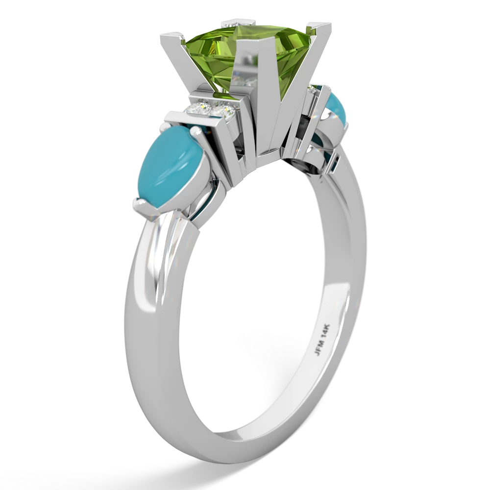 Peridot 6Mm Princess Eternal Embrace Engagement 14K White Gold ring C2002