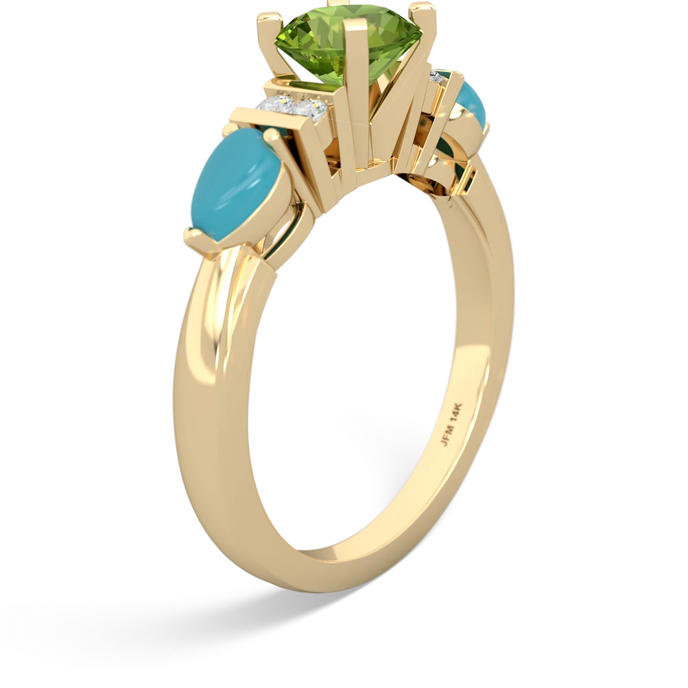 Peridot 6Mm Round Eternal Embrace Engagement 14K Yellow Gold ring R2005