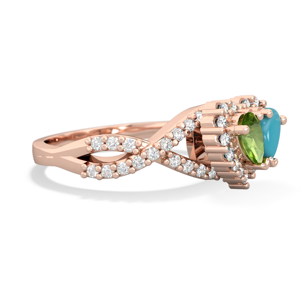 Peridot Diamond Twist 'One Heart' 14K Rose Gold ring R2640HRT