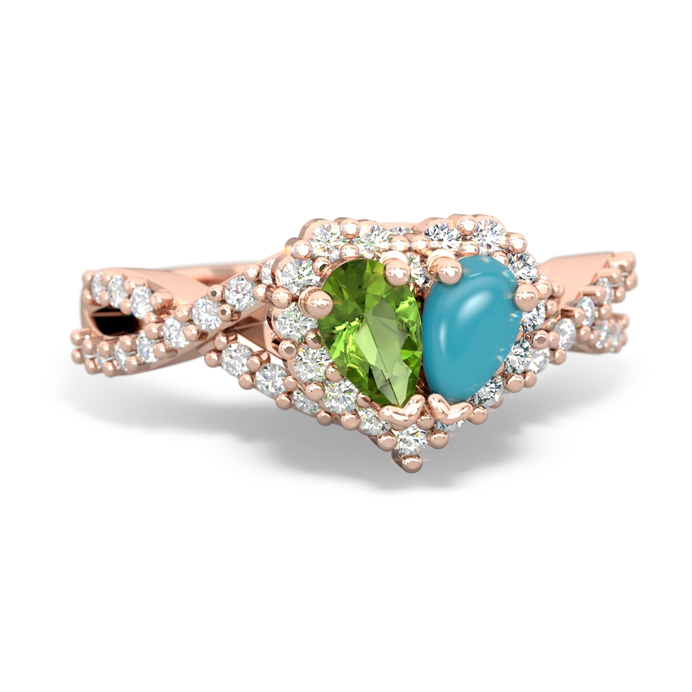 Peridot Diamond Twist 'One Heart' 14K Rose Gold ring R2640HRT