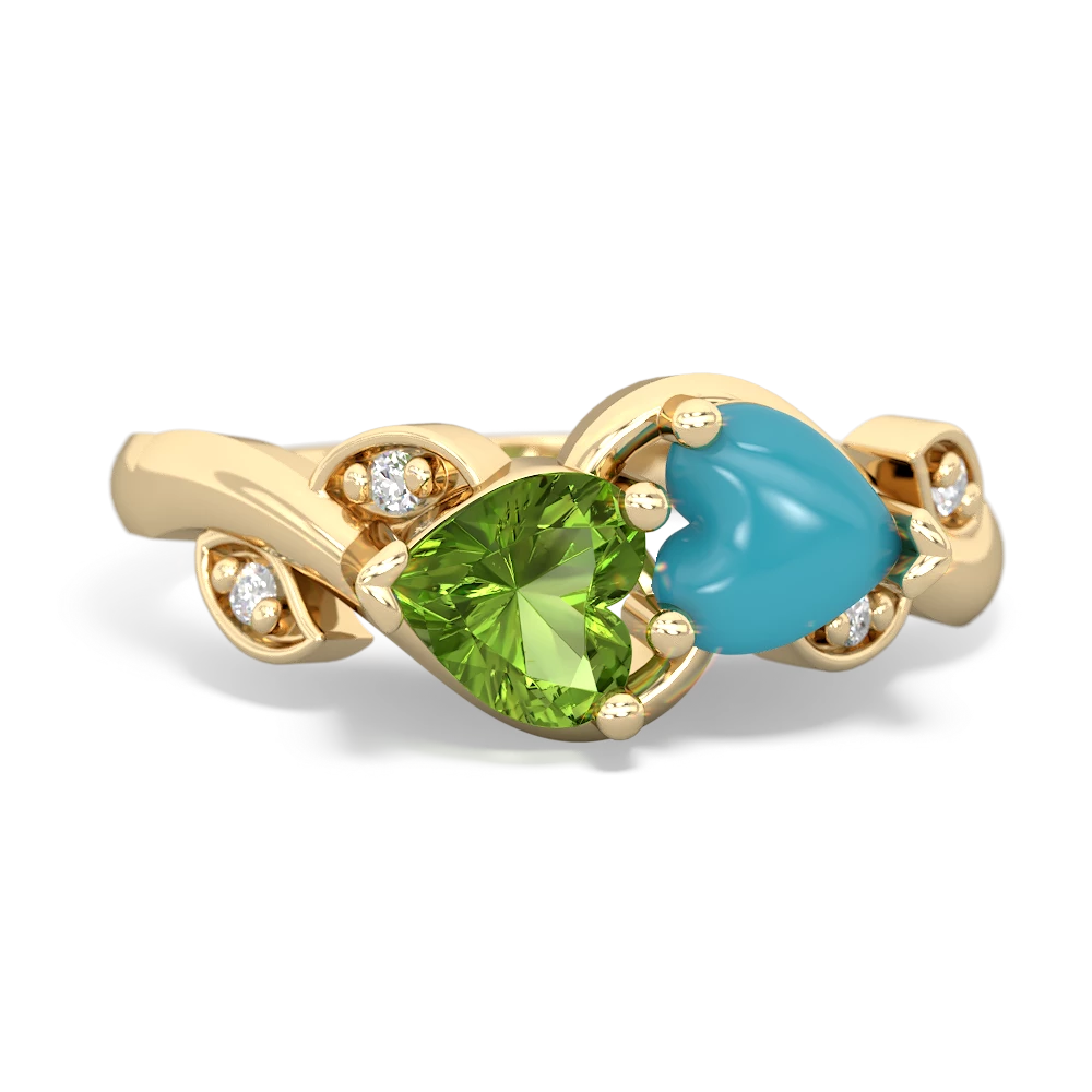 Peridot Floral Elegance 14K Yellow Gold ring R5790