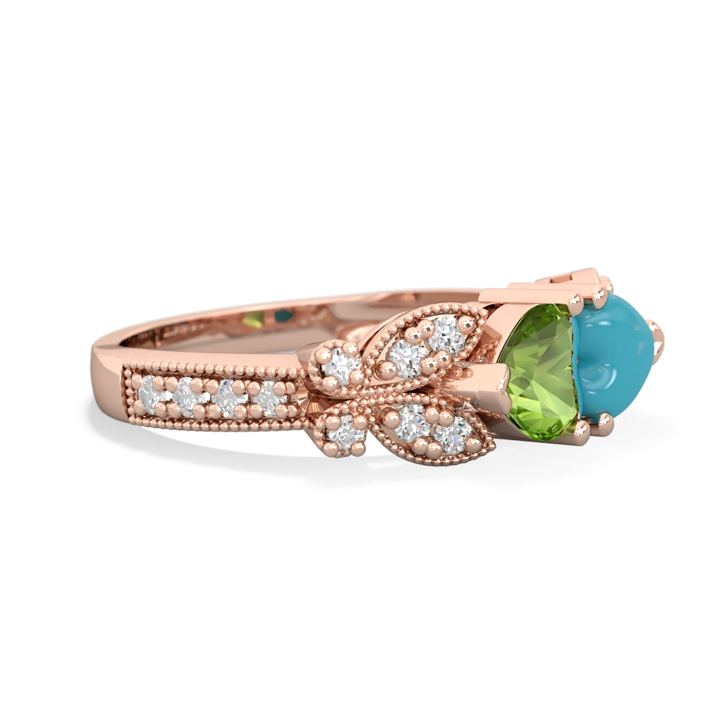 Peridot Diamond Butterflies 14K Rose Gold ring R5601