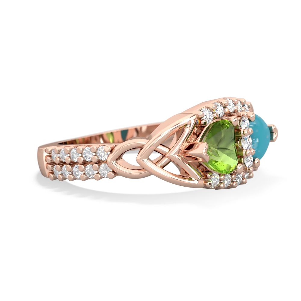 Peridot Sparkling Celtic Knot 14K Rose Gold ring R2645