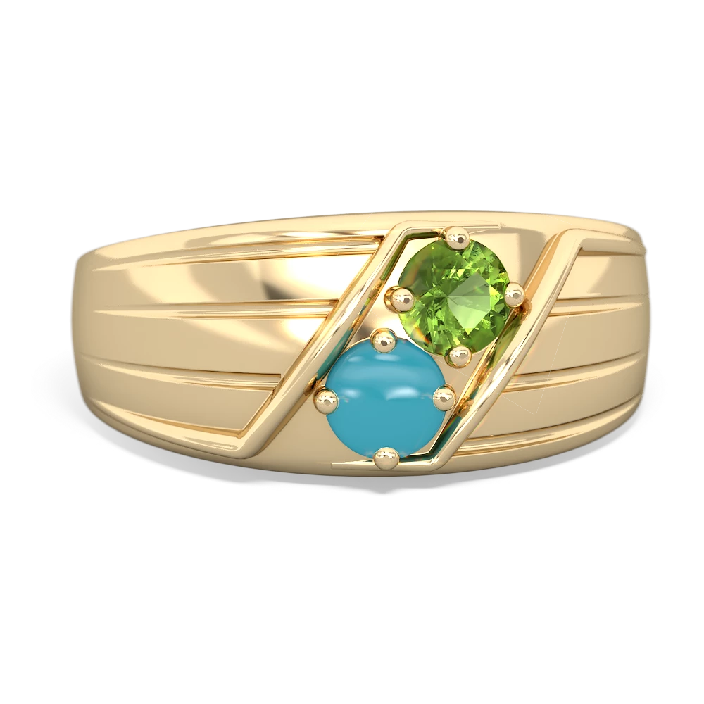 Peridot Men's Streamline 14K Yellow Gold ring R0460