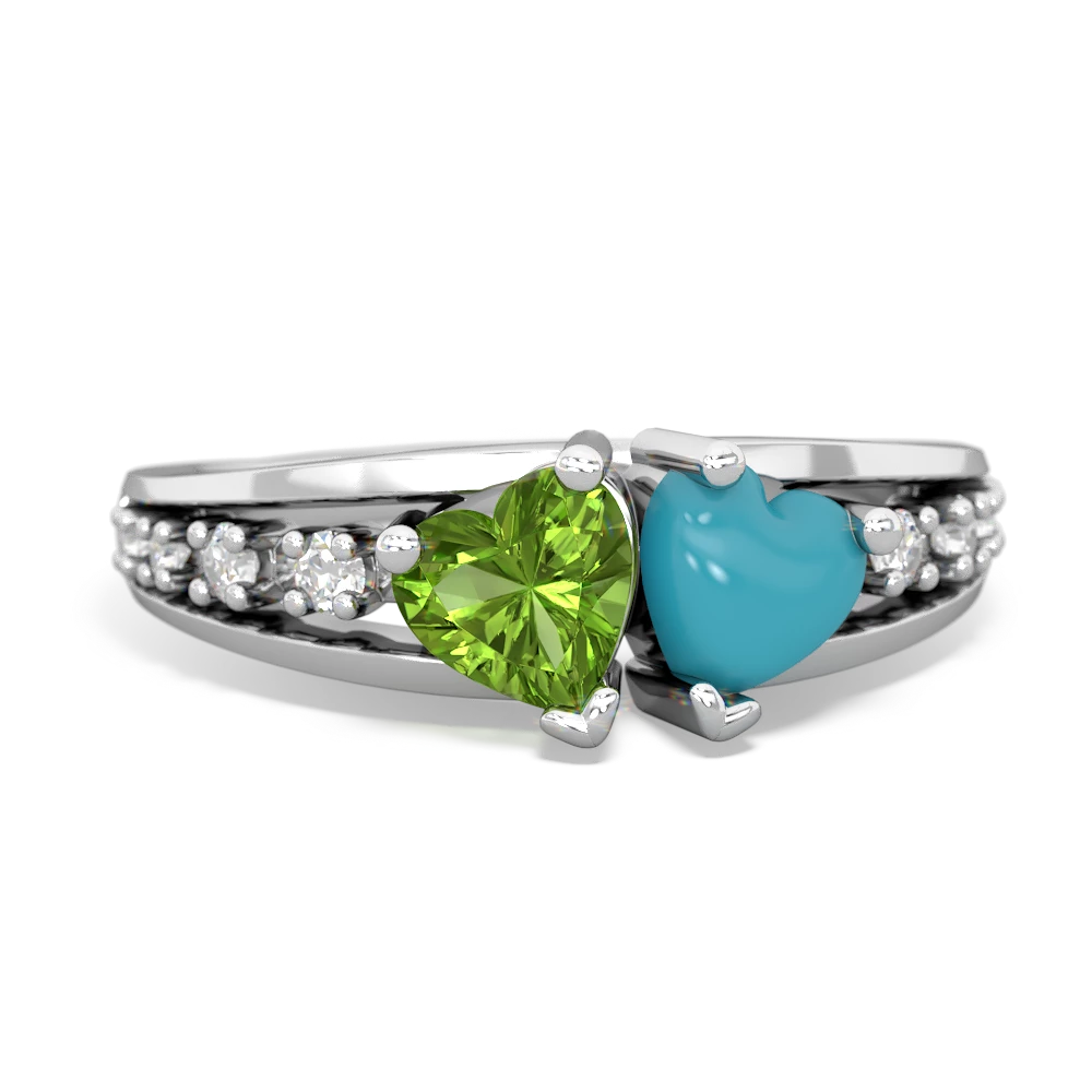 Peridot Heart To Heart 14K White Gold ring R3342