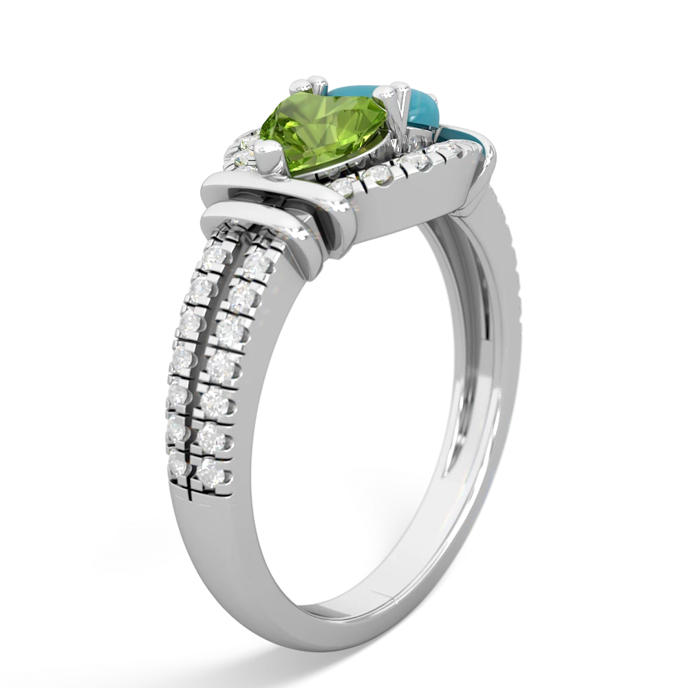 Peridot Art-Deco Keepsake 14K White Gold ring R5630