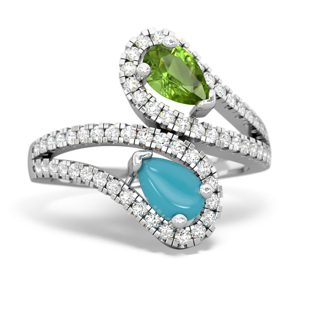 Peridot Diamond Dazzler 14K White Gold ring R3000