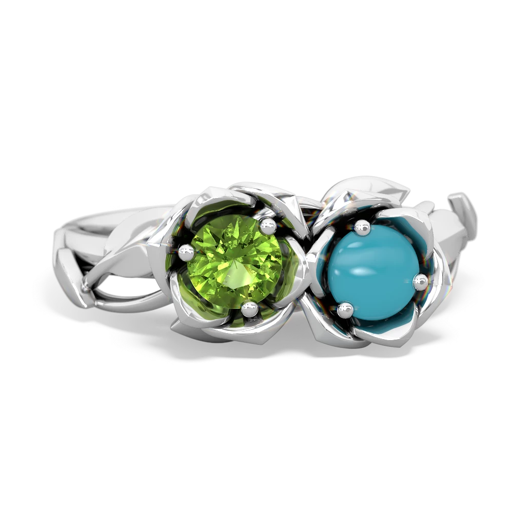 Peridot Rose Garden 14K White Gold ring R5510