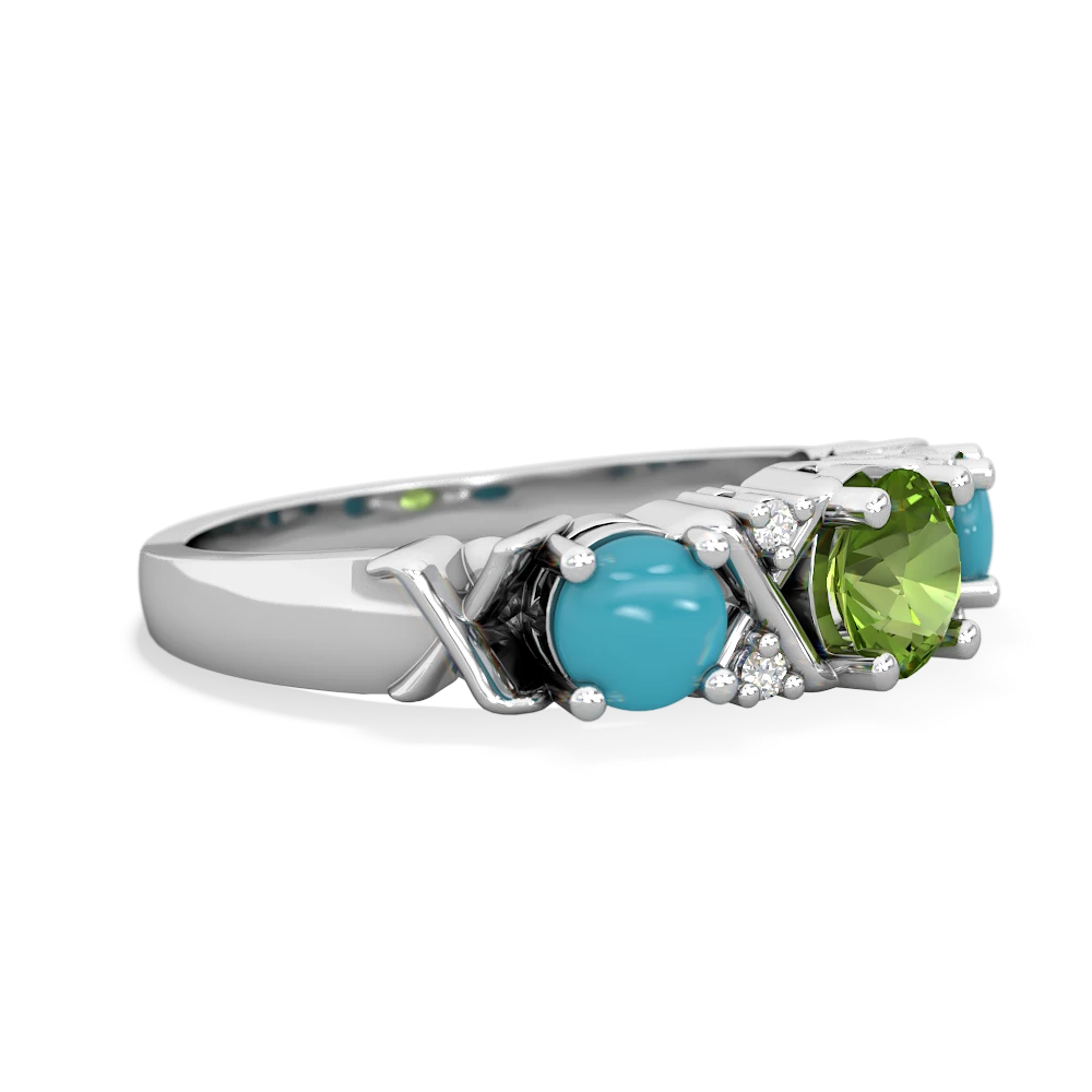 Peridot Hugs And Kisses 14K White Gold ring R5016