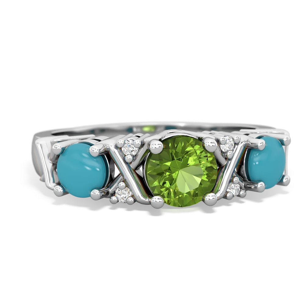 Peridot Hugs And Kisses 14K White Gold ring R5016