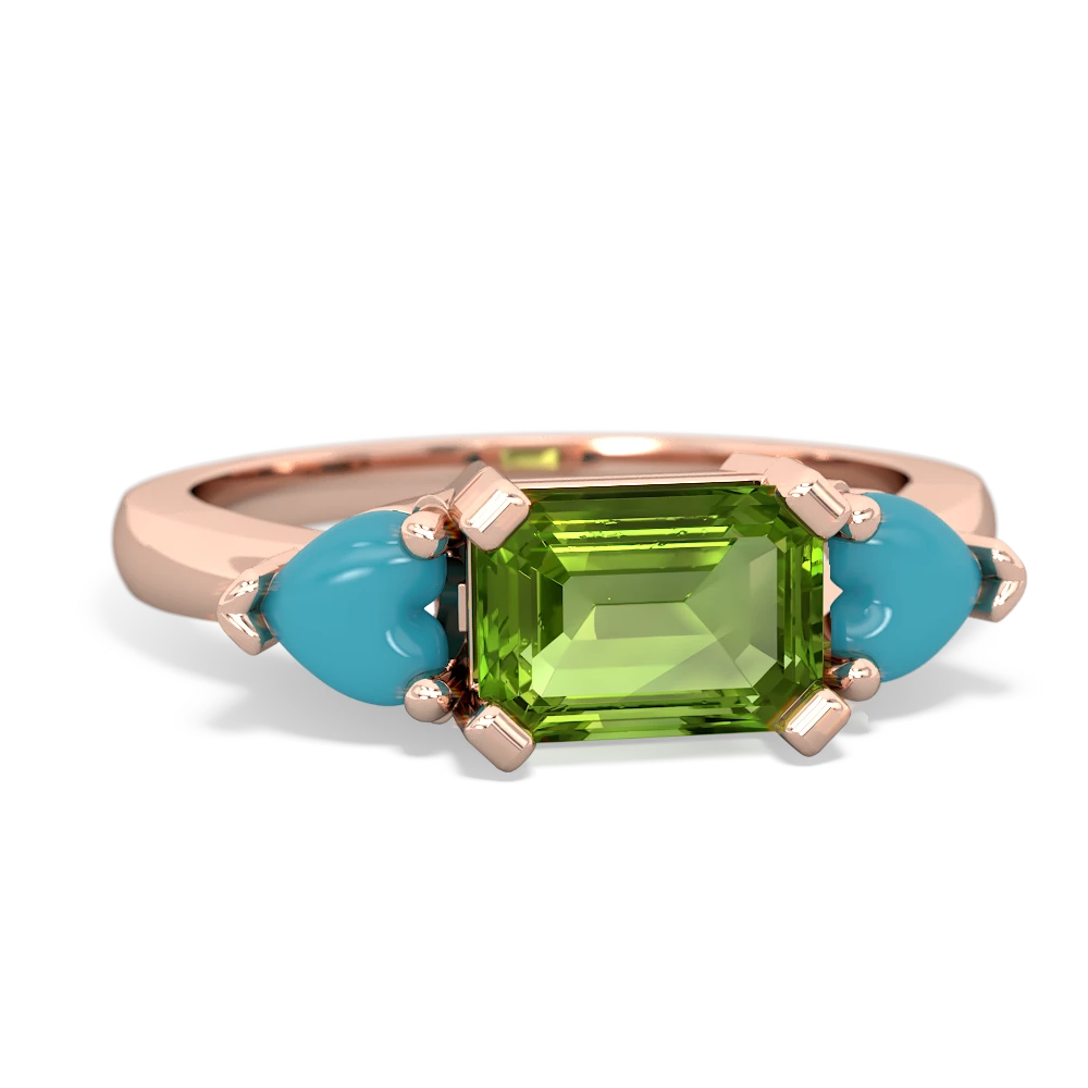 Peridot Three Stone 14K Rose Gold ring R5235