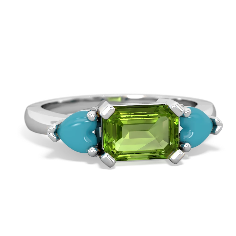 Peridot Three Stone 14K White Gold ring R5235