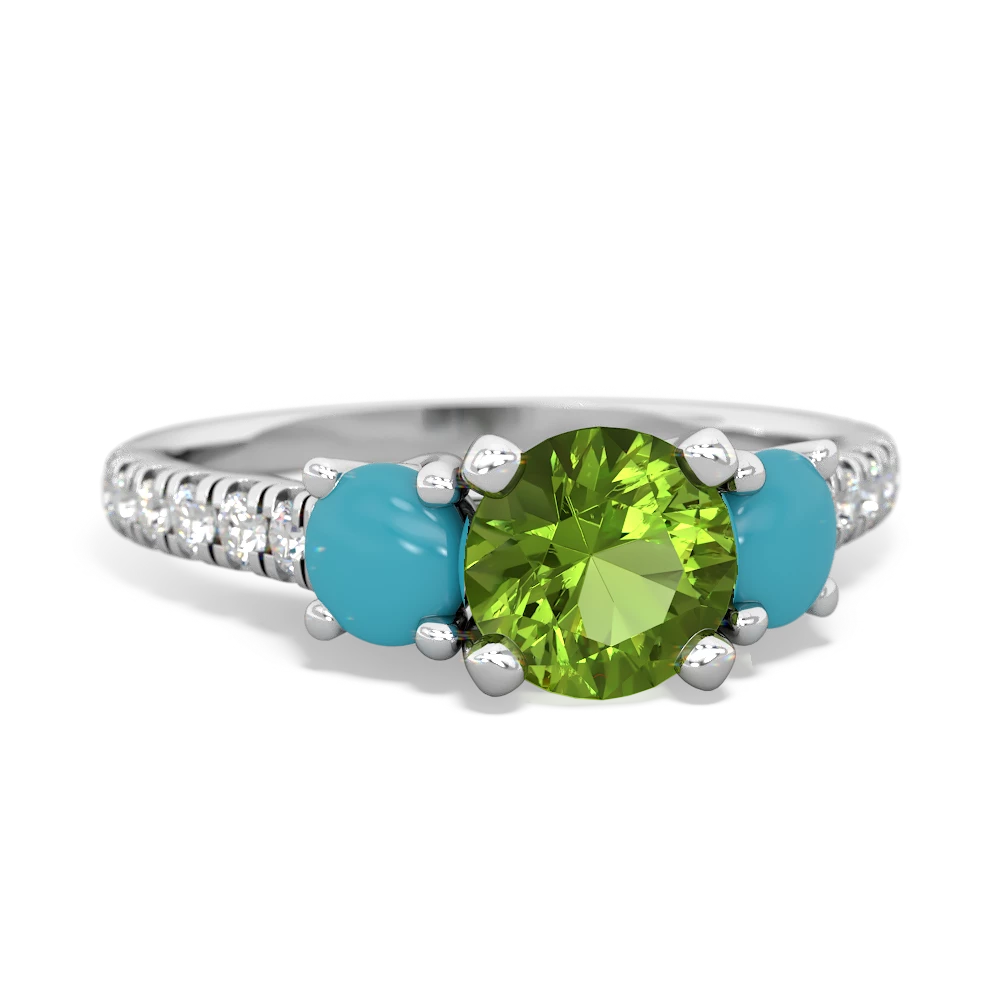 Peridot Pave Trellis 14K White Gold ring R5500