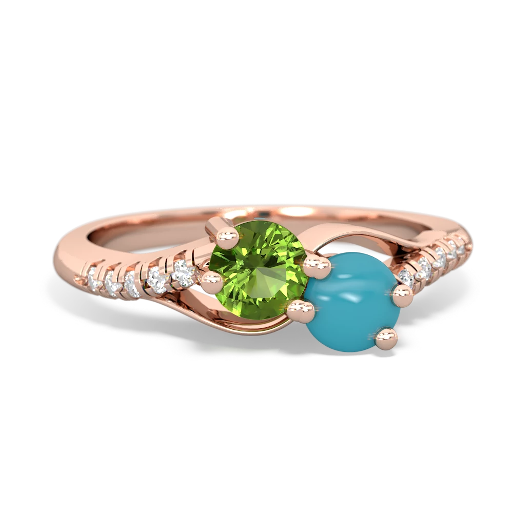 Peridot Infinity Pave Two Stone 14K Rose Gold ring R5285