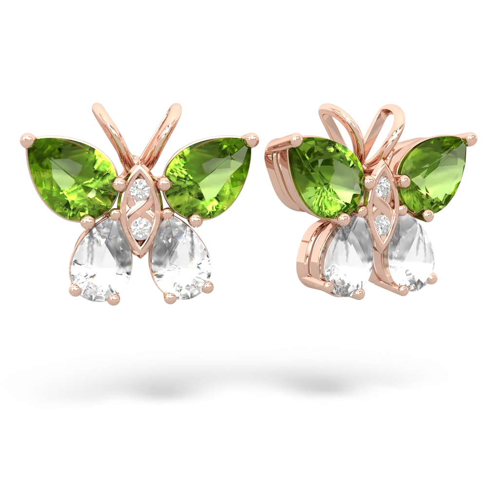 Peridot Butterfly 14K Rose Gold earrings E2215