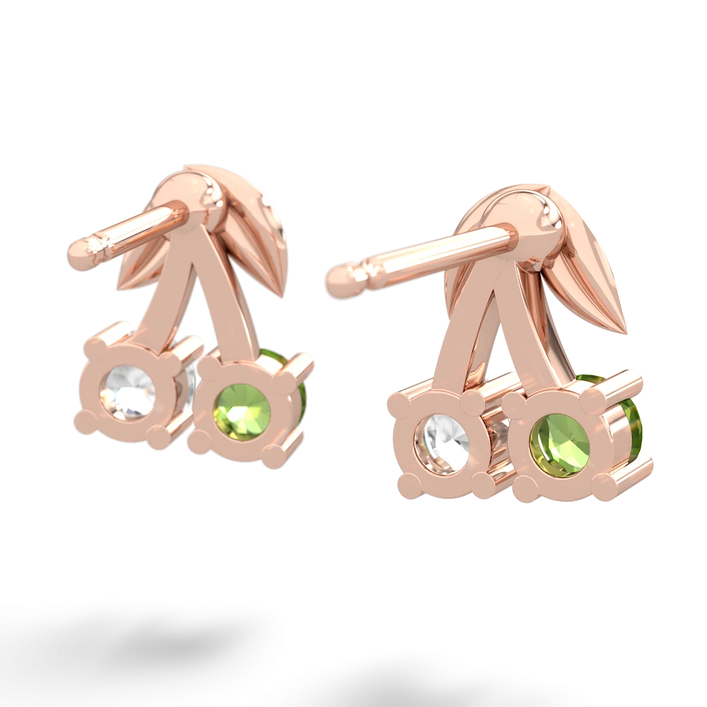 Peridot Sweet Cherries 14K Rose Gold earrings E7001