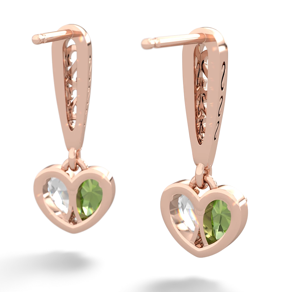 Peridot Filligree Heart 14K Rose Gold earrings E5070