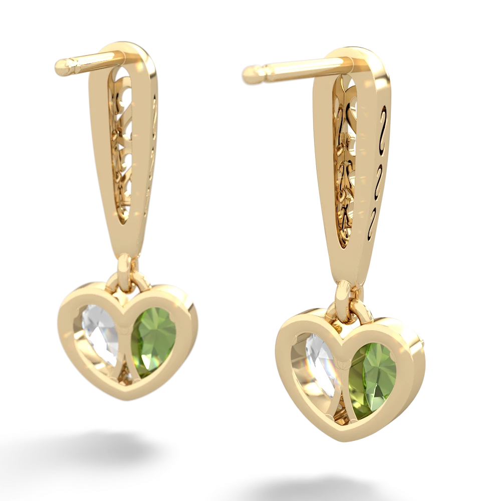 Peridot Filligree Heart 14K Yellow Gold earrings E5070