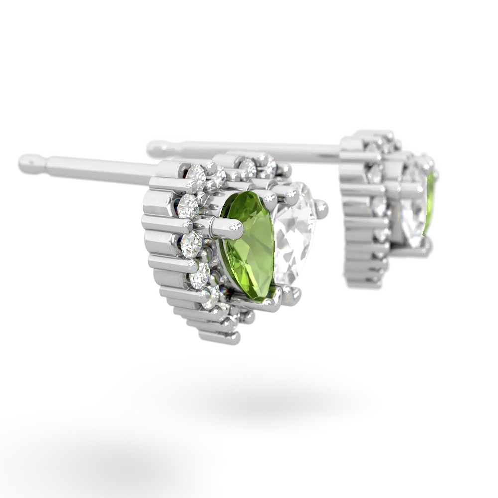 Peridot Halo 14K White Gold earrings E7008