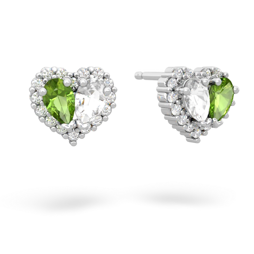 Peridot Halo 14K White Gold earrings E7008