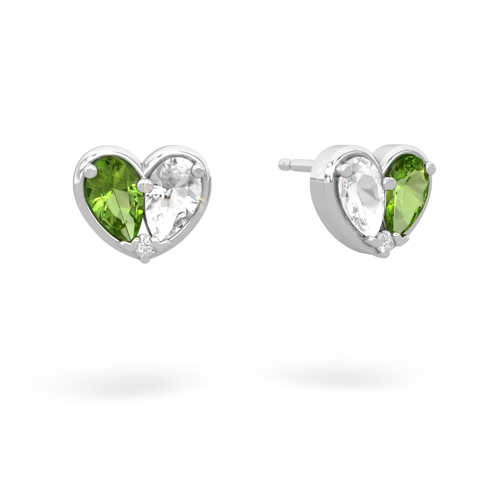 Peridot 'Our Heart' 14K White Gold earrings E5072