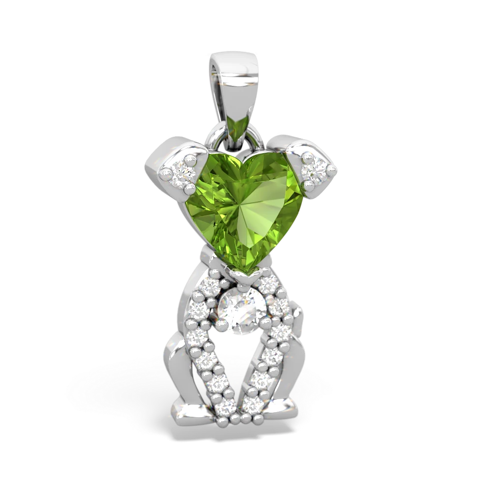 Peridot Puppy Love 14K White Gold pendant P5800