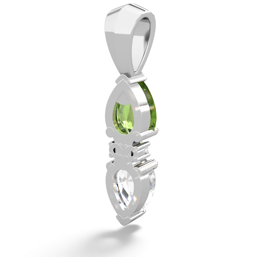 Peridot Bowtie Drop 14K White Gold pendant P0865