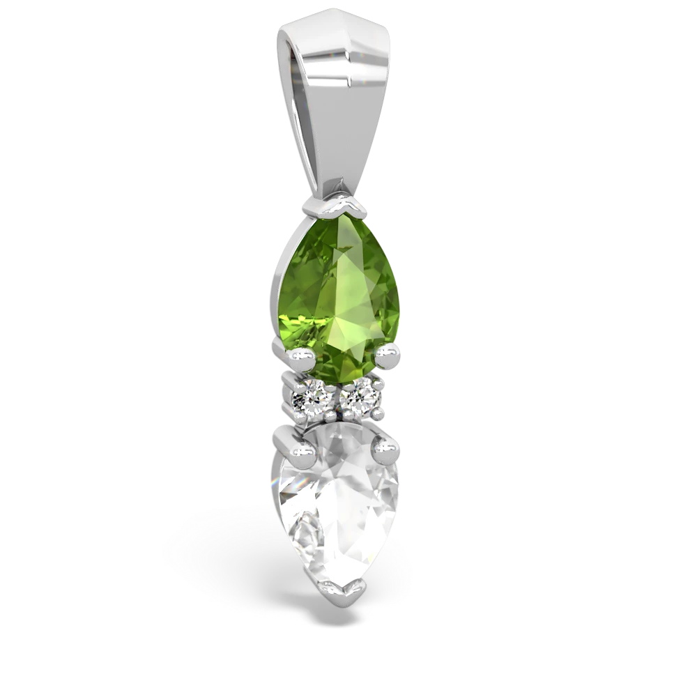 Peridot Bowtie Drop 14K White Gold pendant P0865