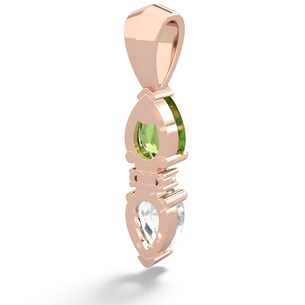 Peridot Bowtie Drop 14K Rose Gold pendant P0865