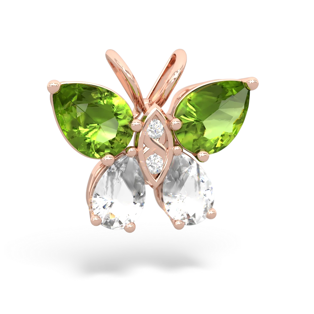 Peridot Butterfly 14K Rose Gold pendant P2215