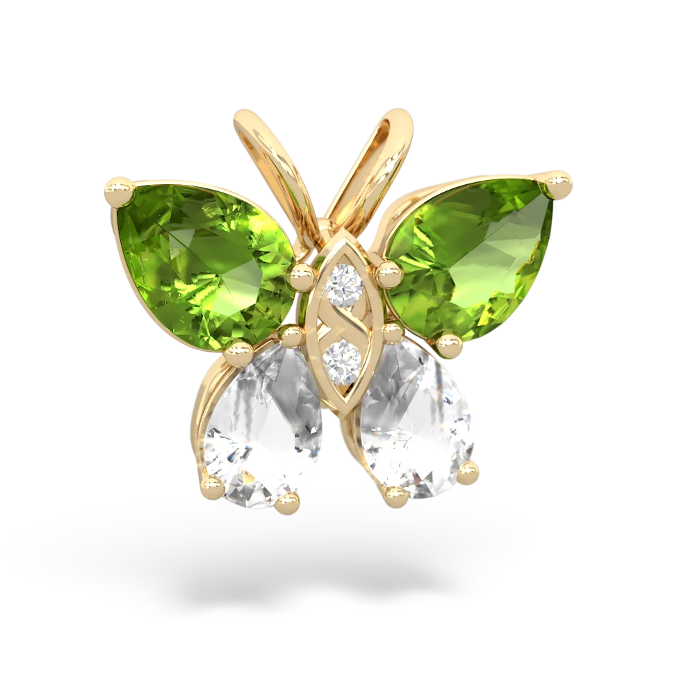 Peridot Butterfly 14K Yellow Gold pendant P2215