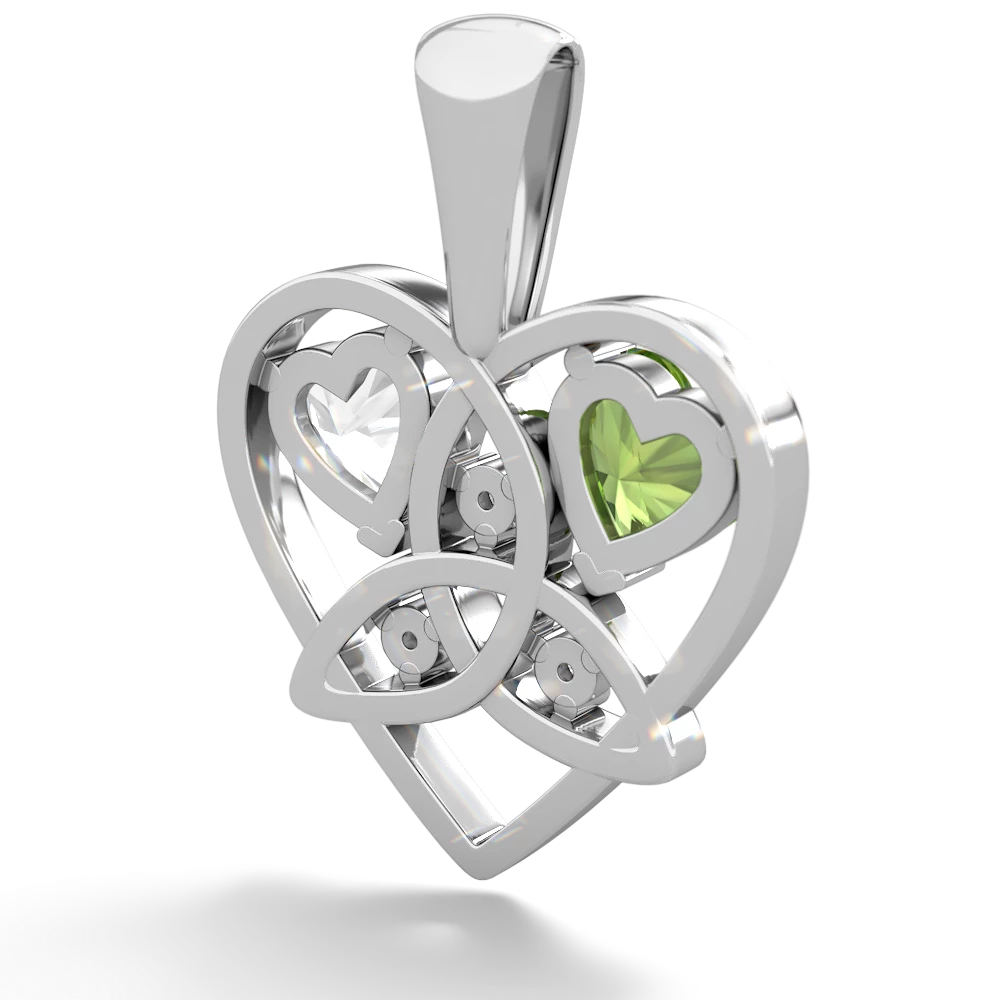 Peridot Celtic Trinity Heart 14K White Gold pendant P5331