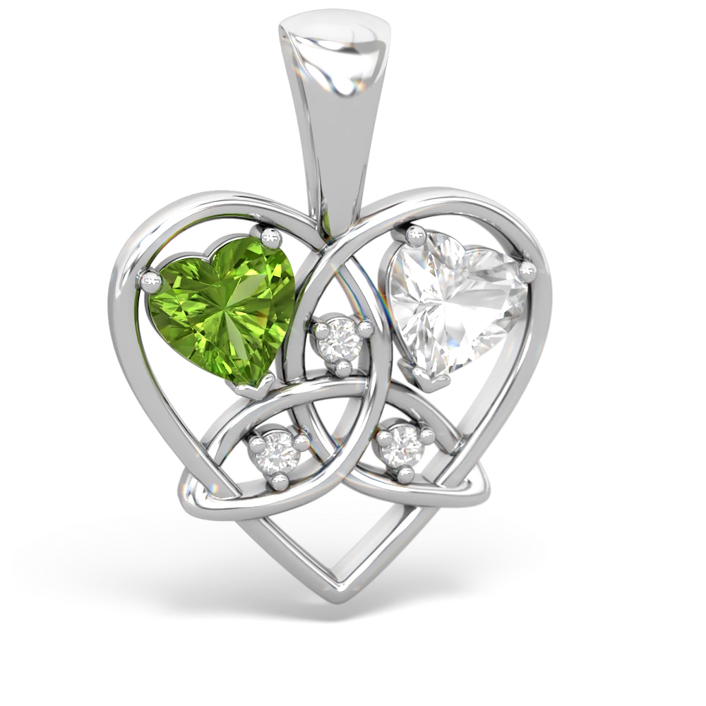 Peridot Celtic Trinity Heart 14K White Gold pendant P5331