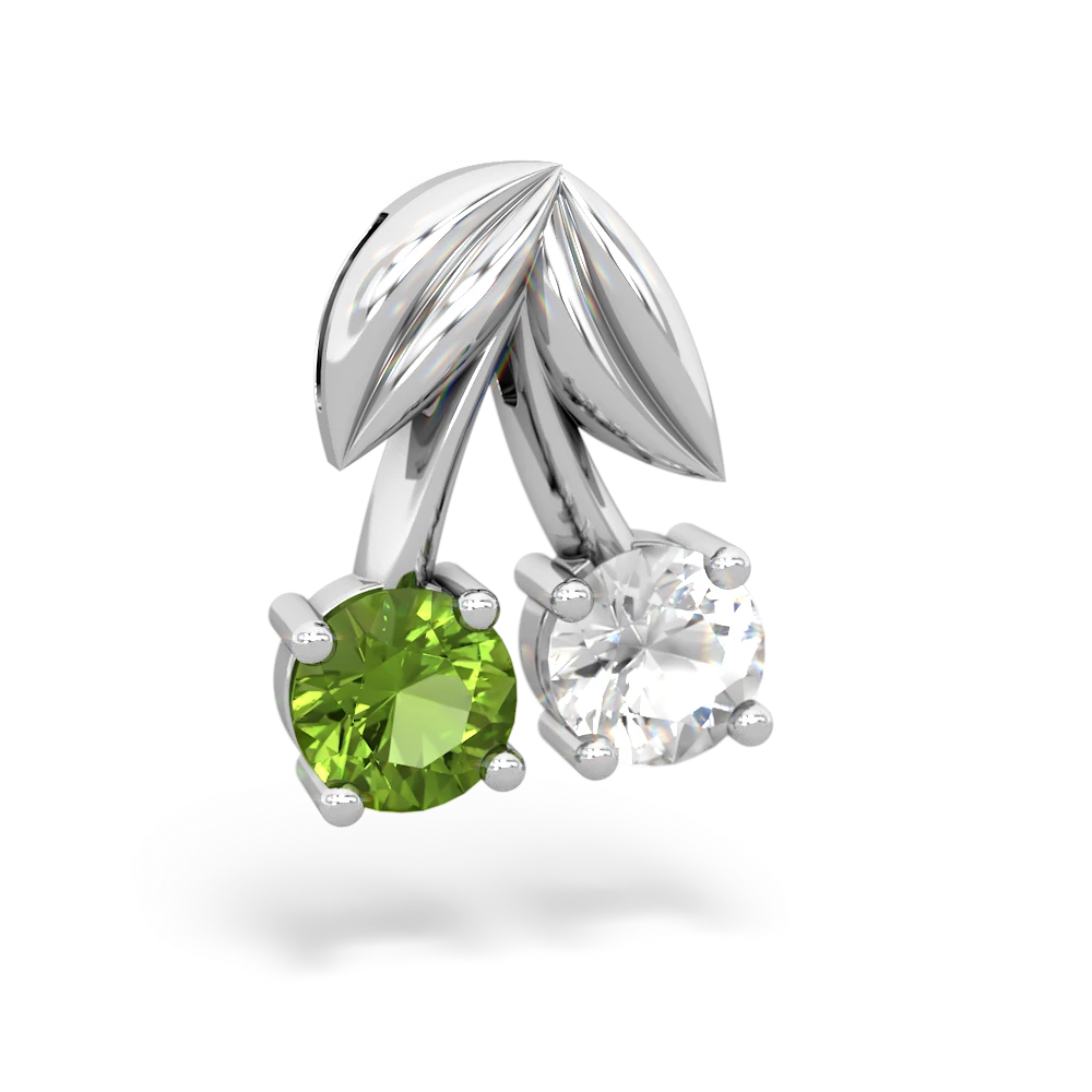 Peridot Sweet Cherries 14K White Gold pendant P7001