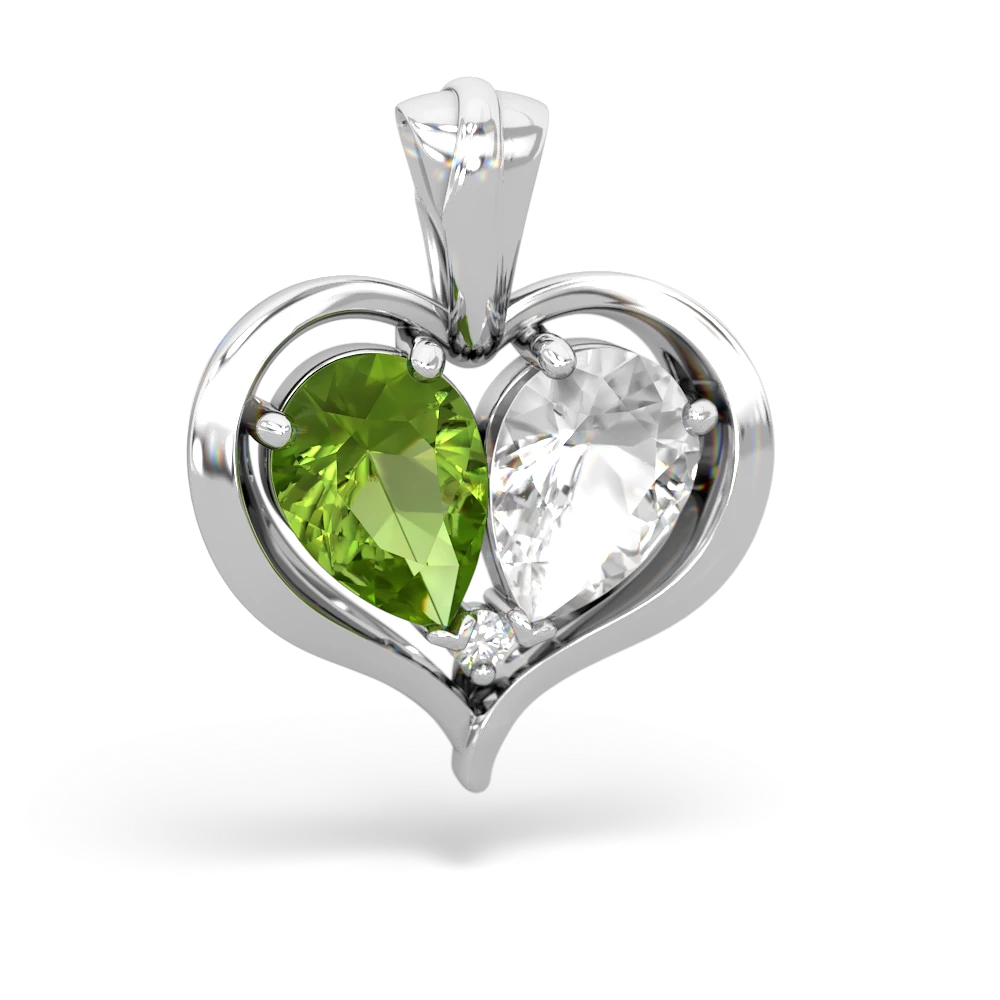 Peridot Two Become One 14K White Gold pendant P5330