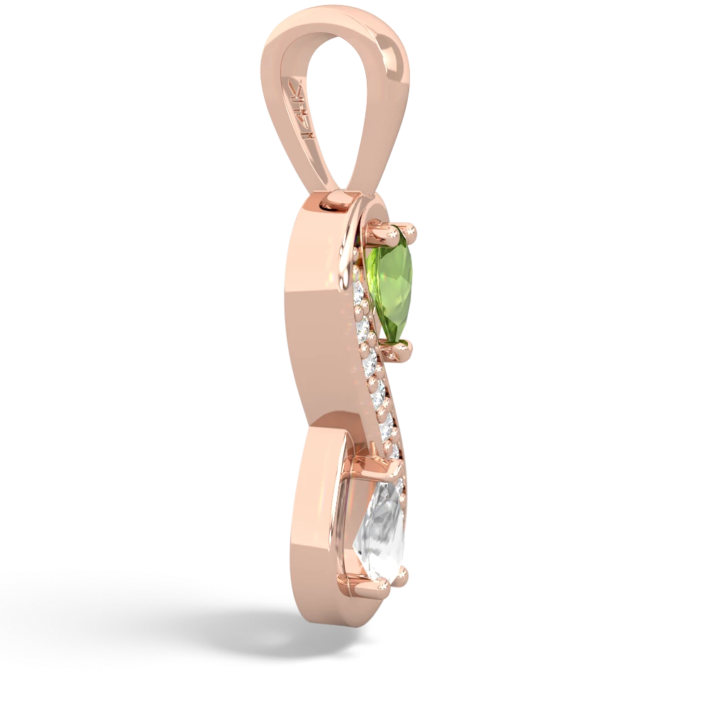 Peridot Diamond Infinity 14K Rose Gold pendant P5390