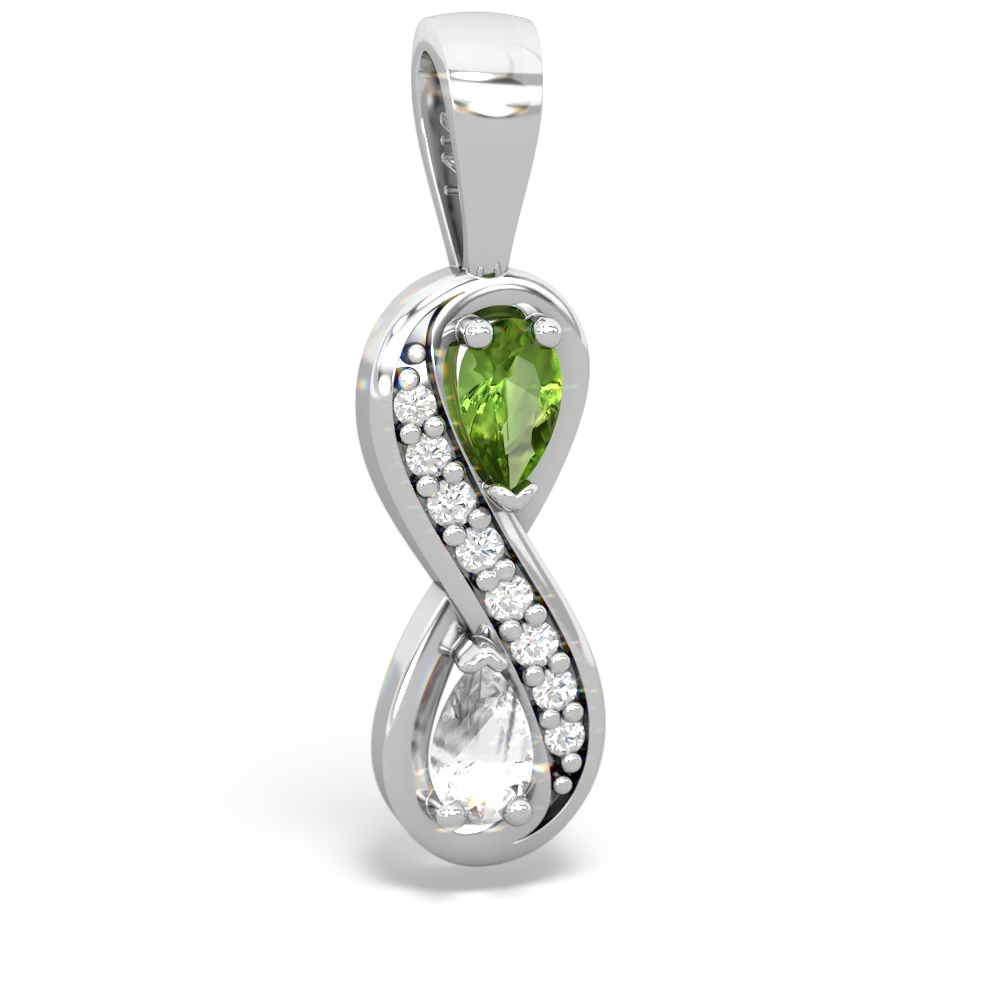 Peridot Diamond Infinity 14K White Gold pendant P5390