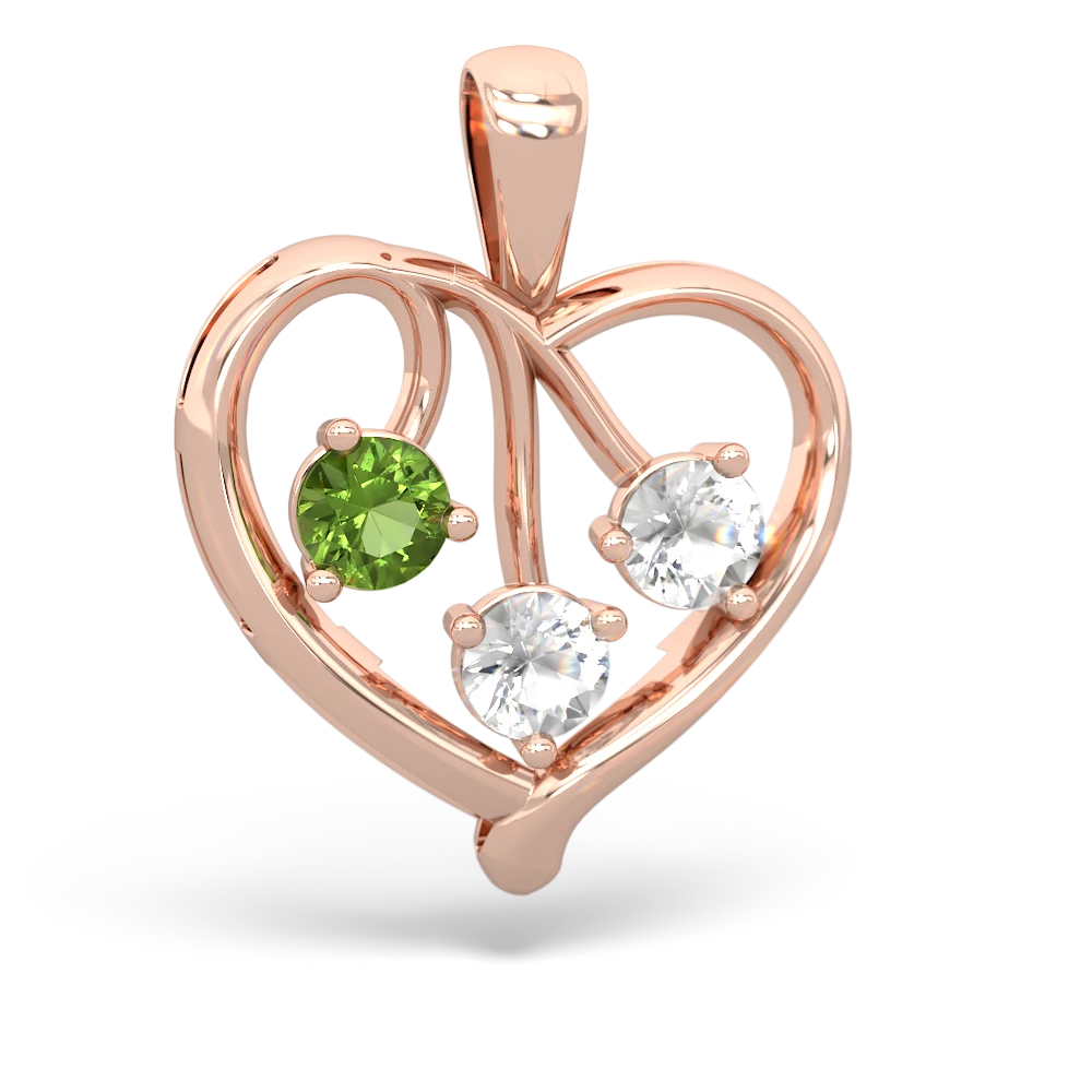 Peridot Glowing Heart 14K Rose Gold pendant P2233