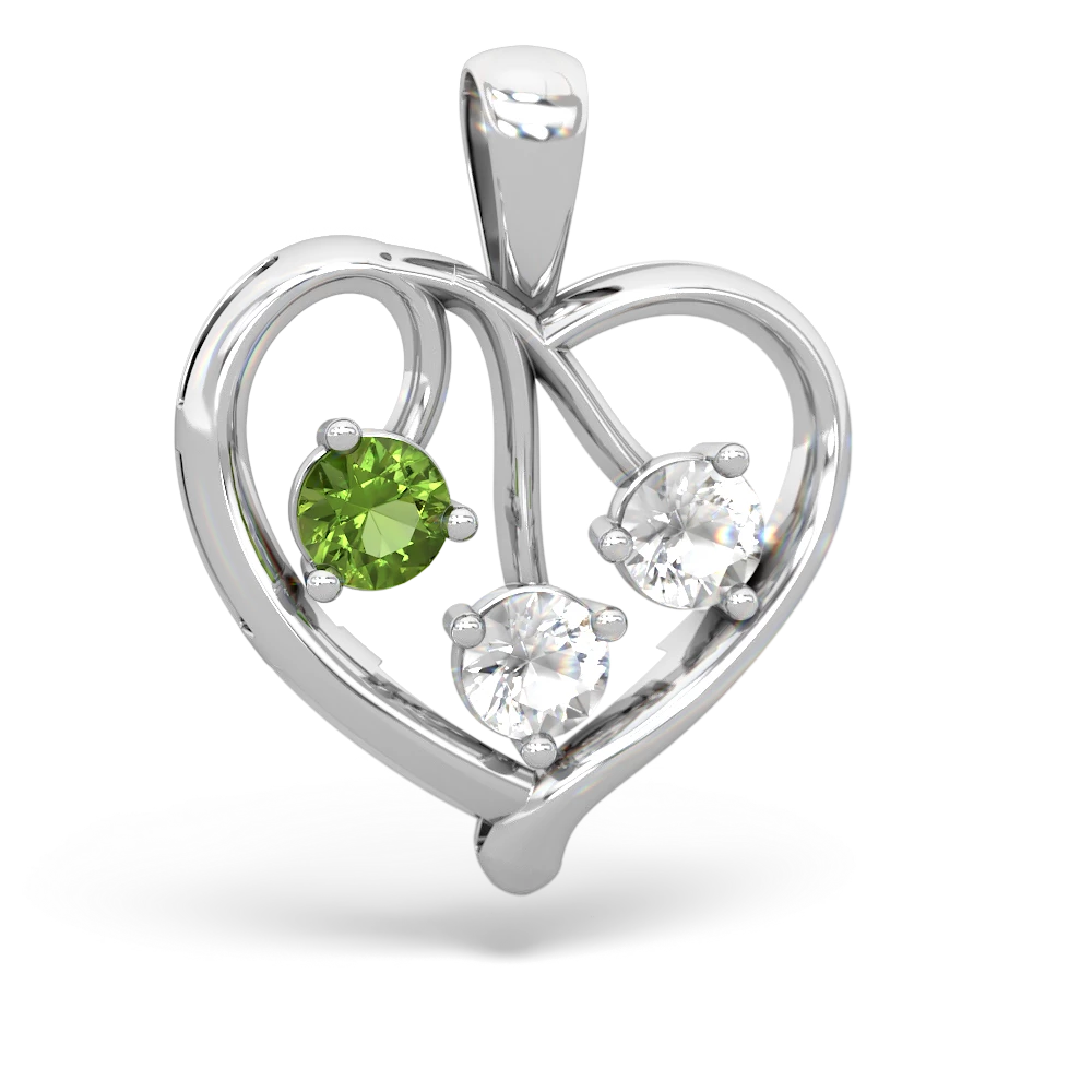 Peridot Glowing Heart 14K White Gold pendant P2233