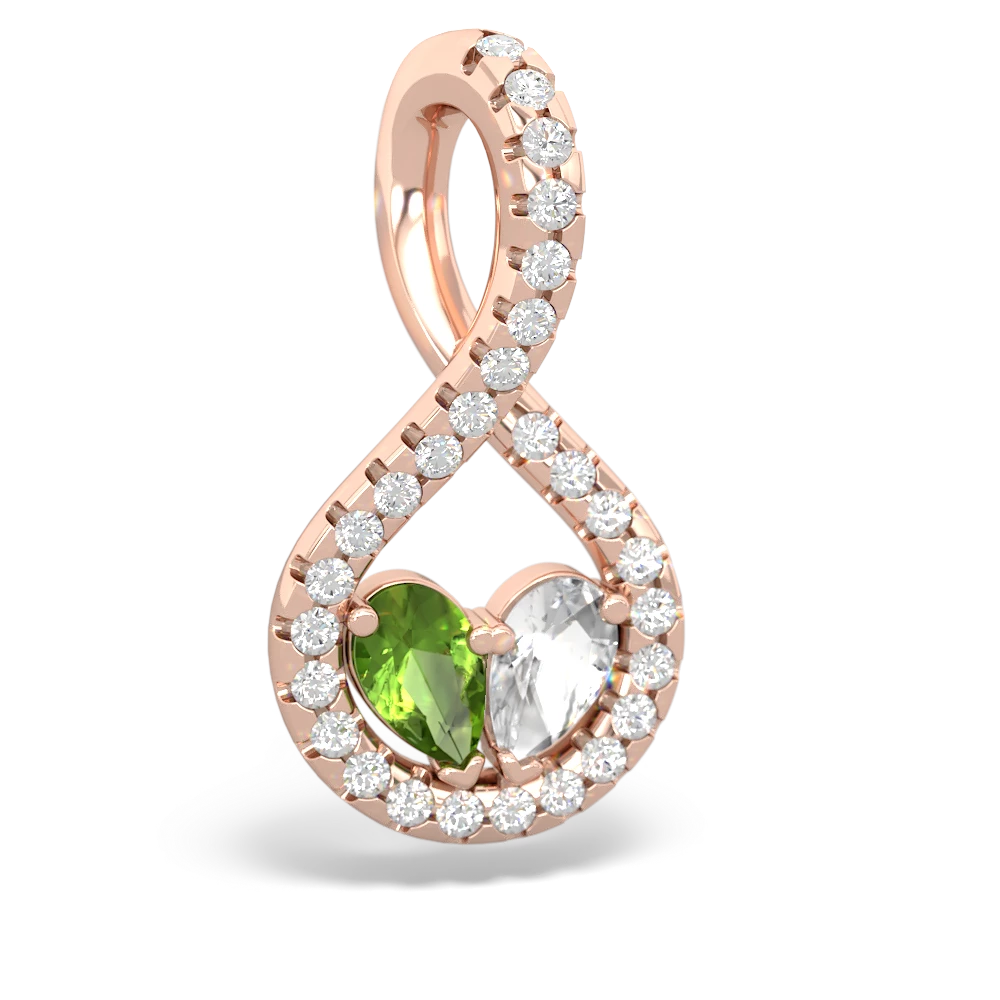 Peridot Pave Twist 'One Heart' 14K Rose Gold pendant P5360