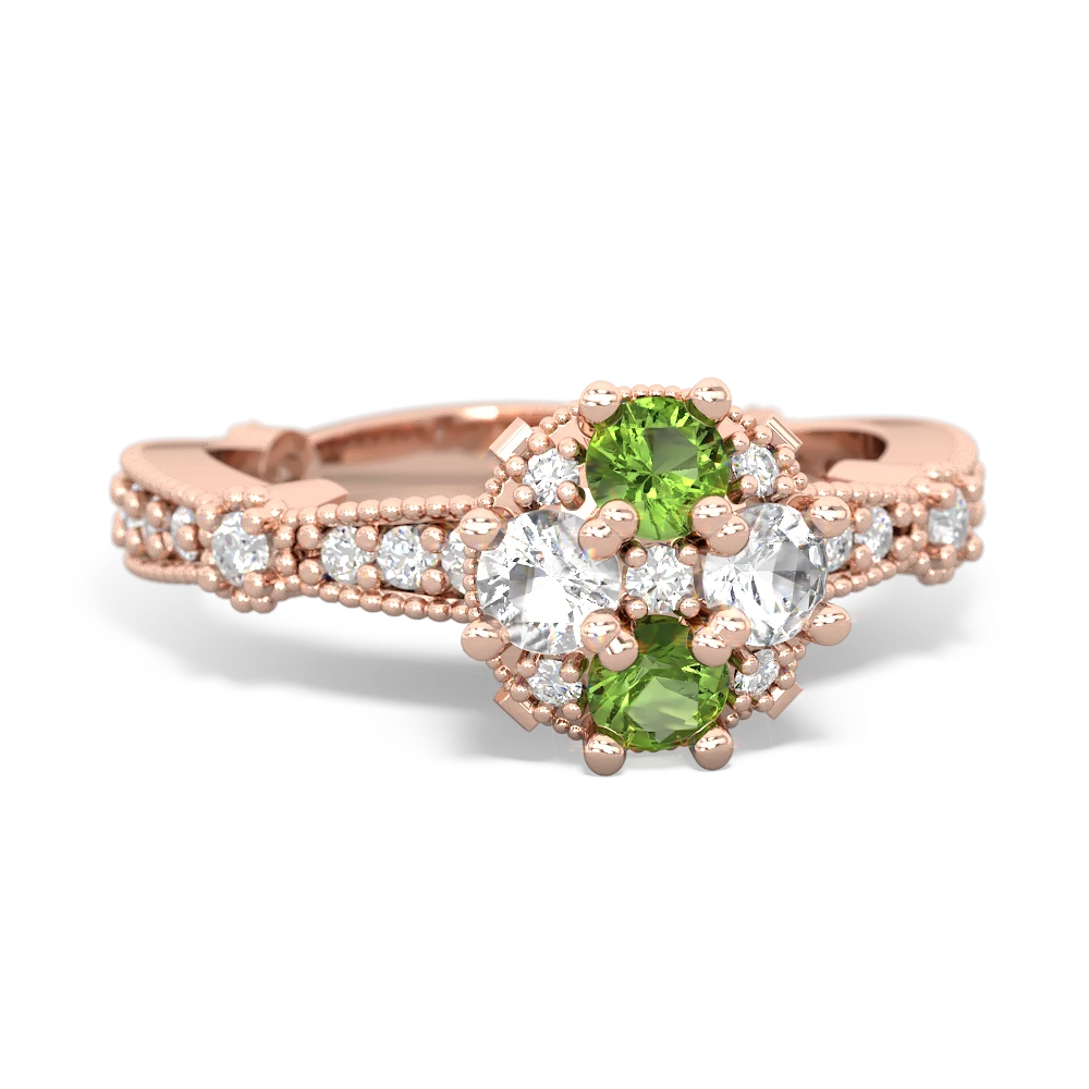 Peridot Sparkling Tiara Cluster 14K Rose Gold ring R26293RD