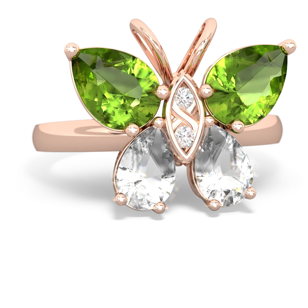 Peridot Butterfly 14K Rose Gold ring R2215