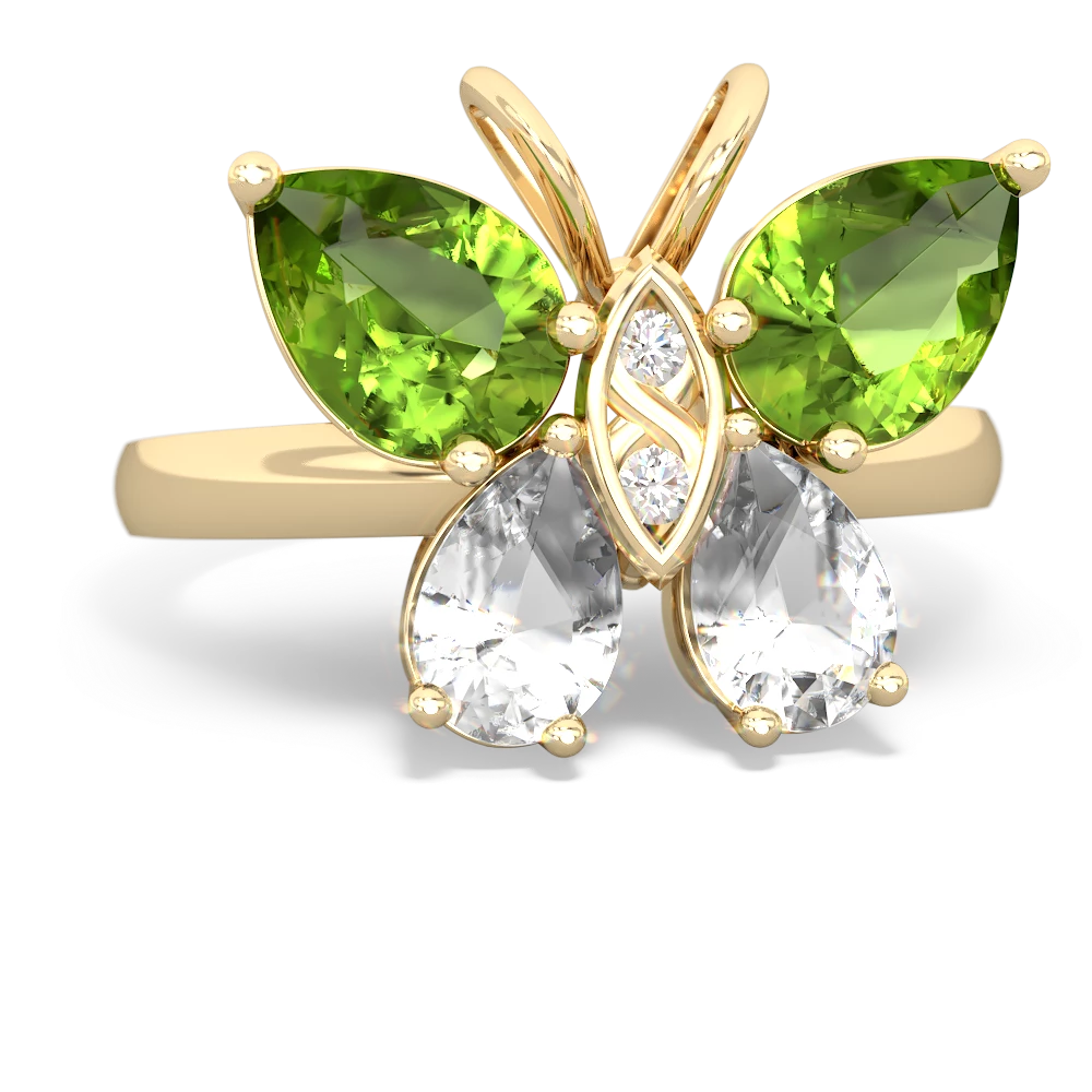 Peridot Butterfly 14K Yellow Gold ring R2215