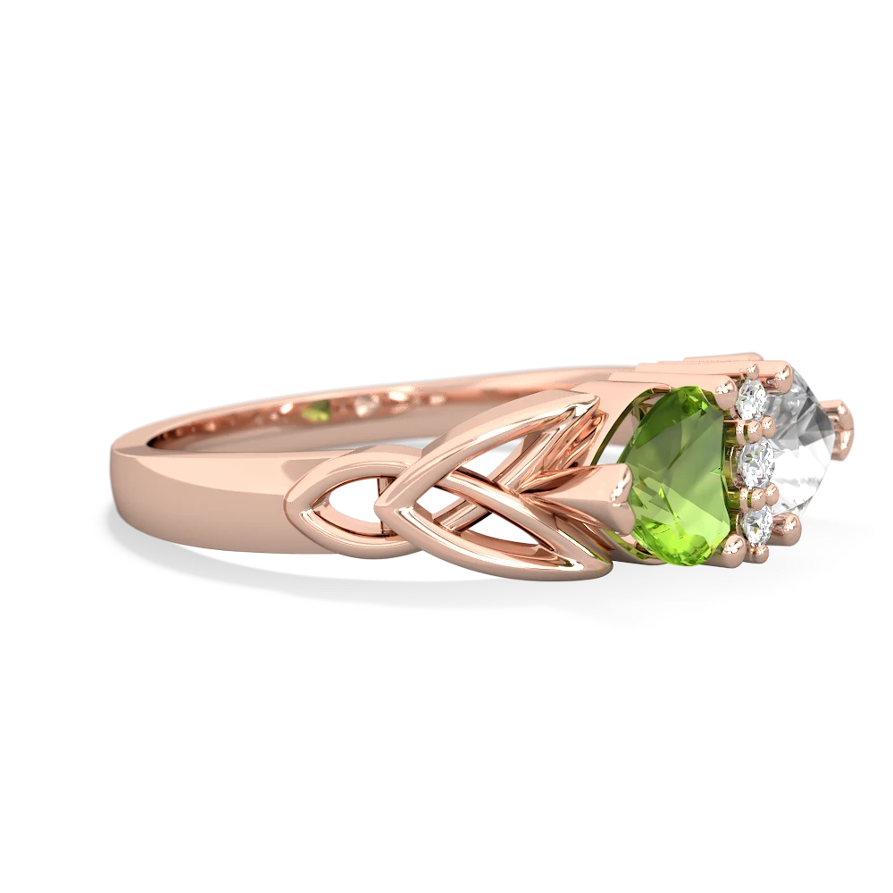 Peridot Celtic Knot Double Heart 14K Rose Gold ring R5040