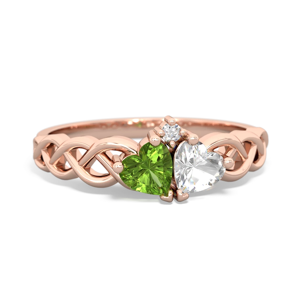 Peridot Heart To Heart Braid 14K Rose Gold ring R5870