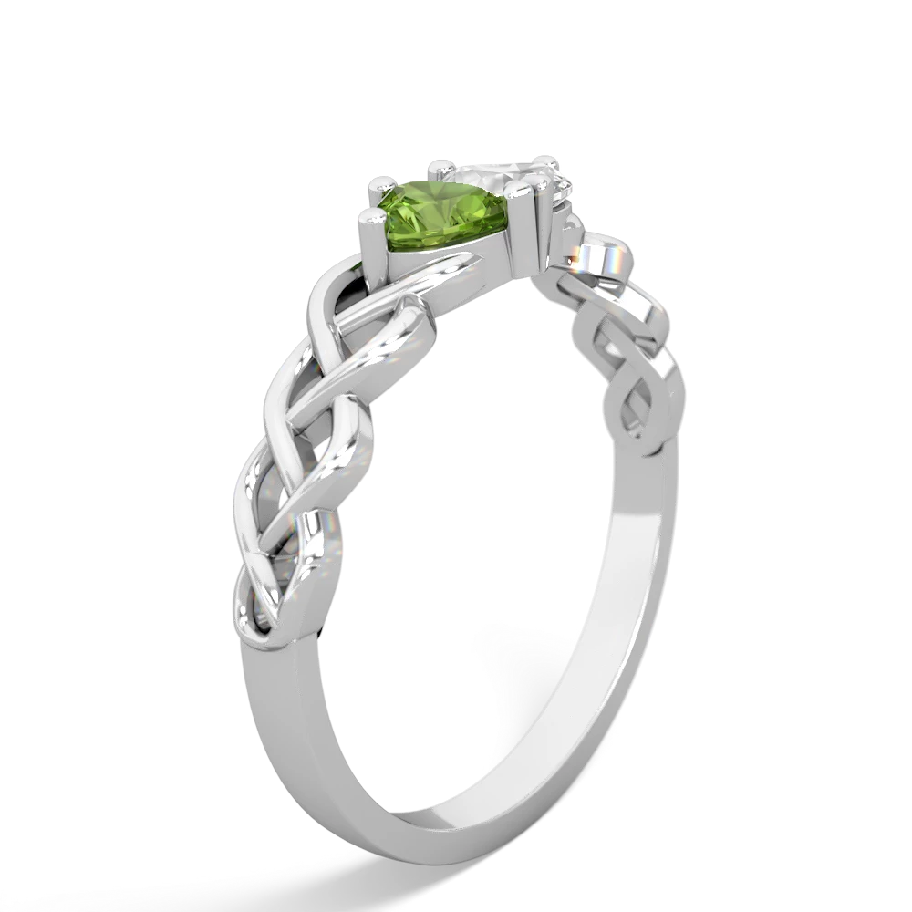 Peridot Heart To Heart Braid 14K White Gold ring R5870