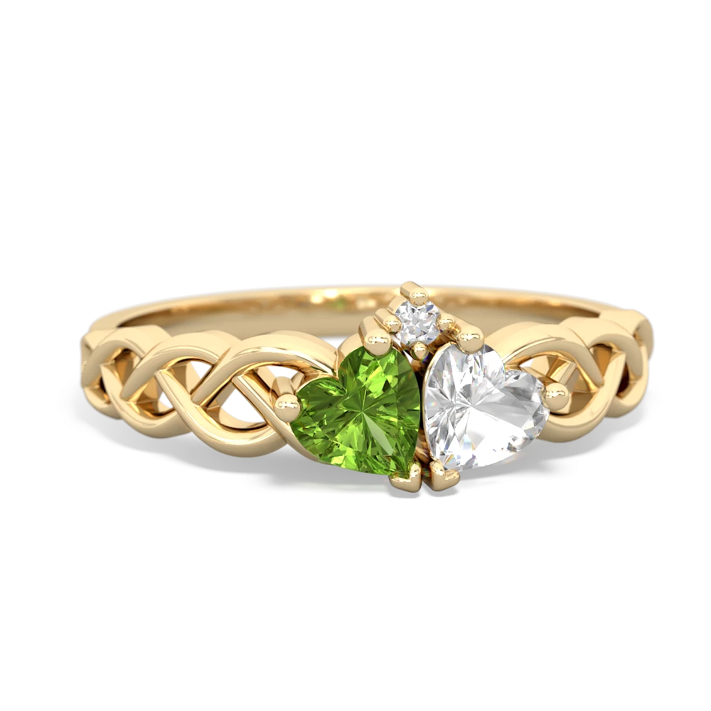 Peridot Heart To Heart Braid 14K Yellow Gold ring R5870