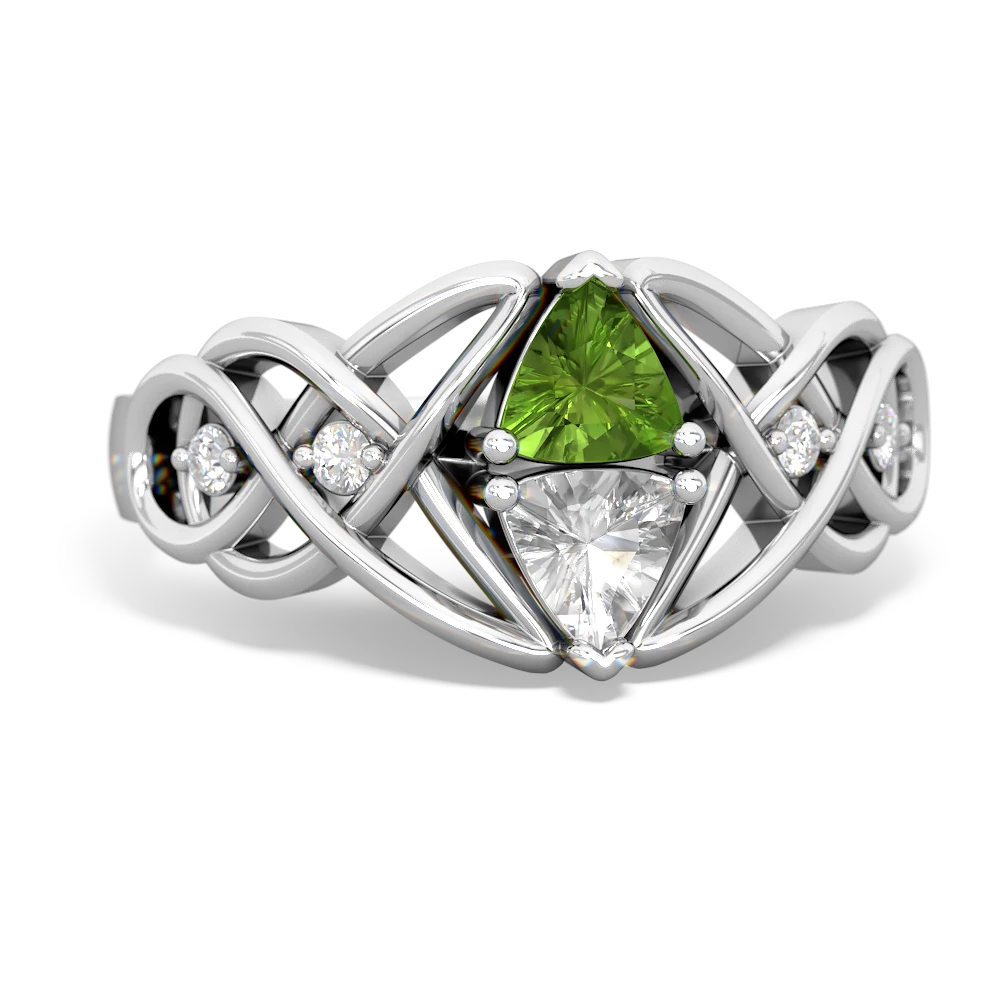 Peridot Keepsake Celtic Knot 14K White Gold ring R5300