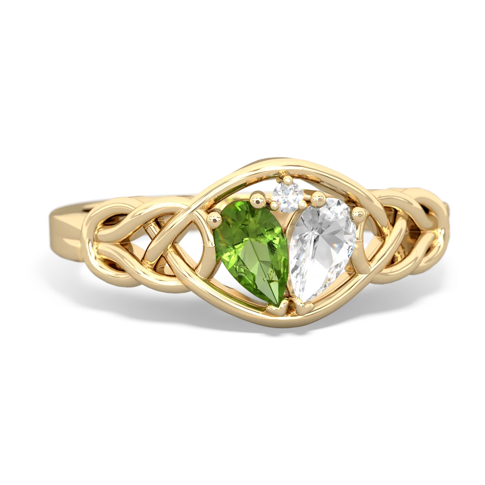 Peridot Celtic Love Knot 14K Yellow Gold ring R5420