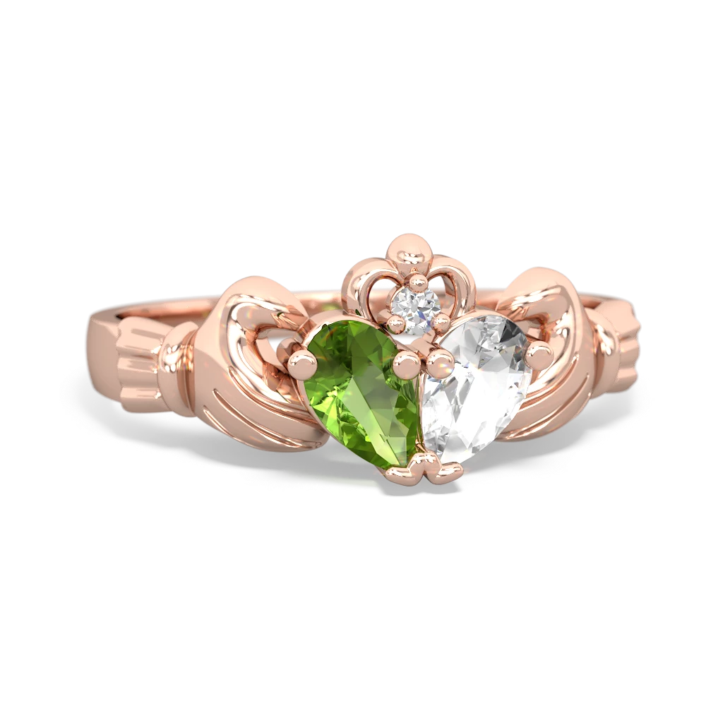 Peridot 'Our Heart' Claddagh 14K Rose Gold ring R2388